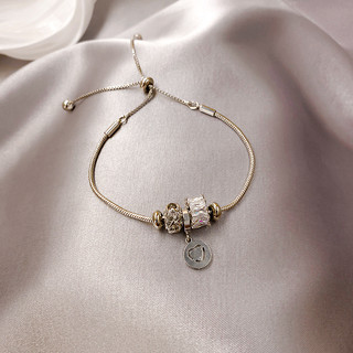 lắc tay bạc nữ tình yêu zircon tròn dành vòng tay vàng kéo khí chất thời trang