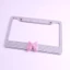 FANIELLAPOWELL 2 Gói Có Vỏ Biển Xe Thiết Kế Nơ, Khung Biển Số Bling Kim Cương Giả Màu Hồng, Trắng, Thép Không Gỉ, Giá Đỡ Giấy Phép acrylic Cho Xe Hoa Kỳ
