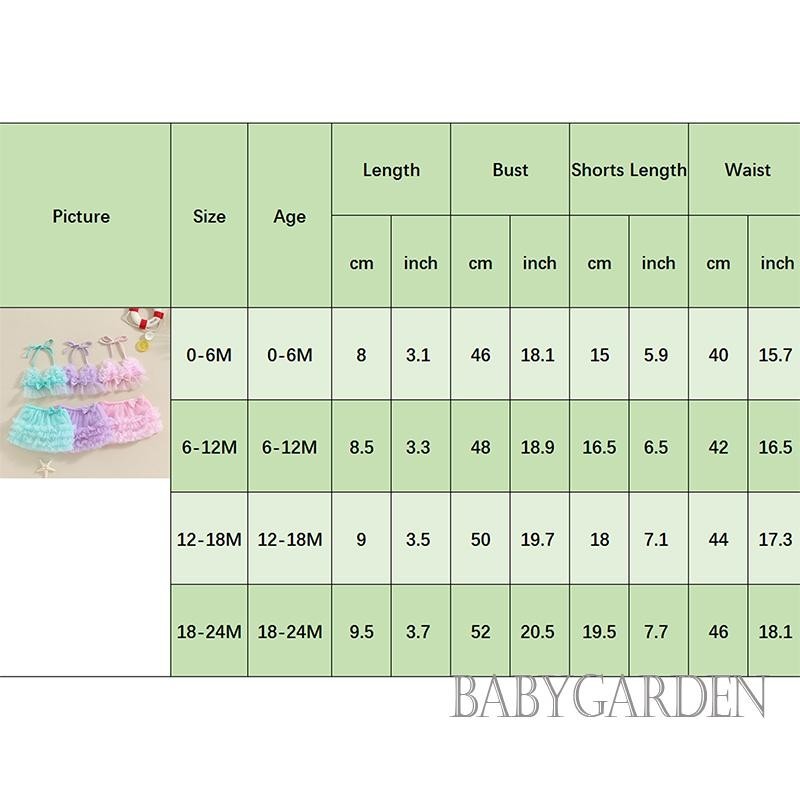 Baga-0-24 Tháng Tuổi Bé Gái 2 Bộ Bikini Vải tuyn Camisoles + Quần Short PP Đồ Bơi. Đồ bơi