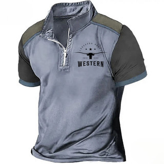 2024 Mới Nam Retro Denim 3d In Quần Áo Mùa Hè Dây Kéo Áo Sơ Mi Polo Tay Ngắn Top Thoáng Khí Thời Trang
