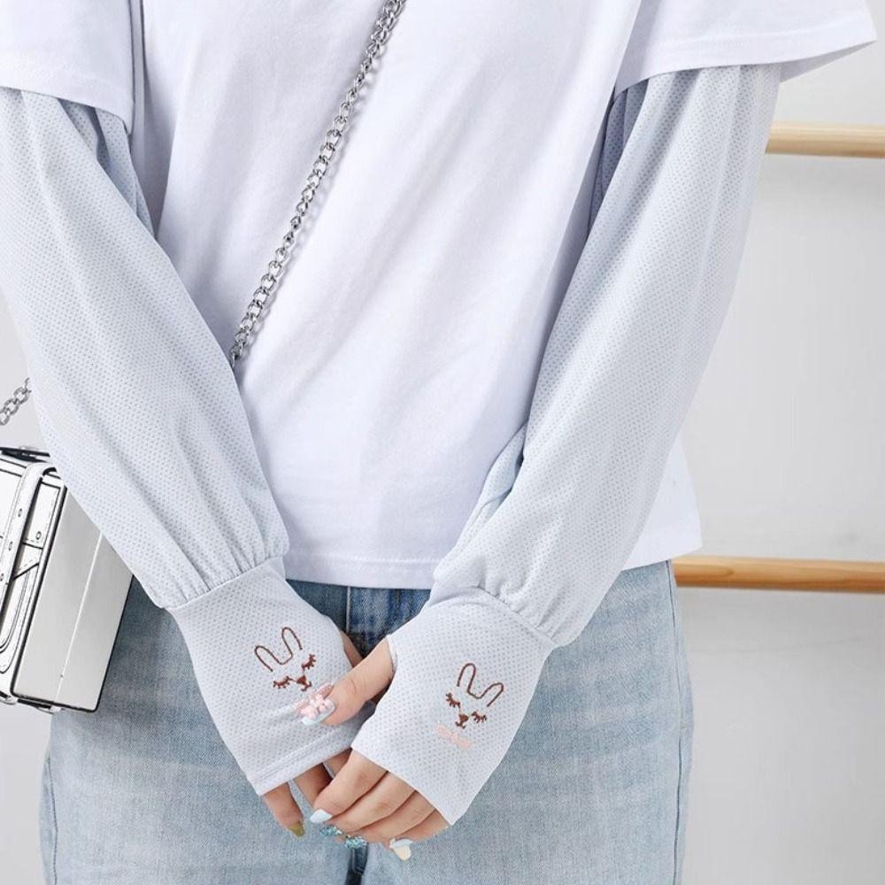 JEREMY Ice Silk Sleeves, Rabbit Loose Sunscreen Sleeve, Thoáng Khí Chống Tia UV Cánh Tay Bướm Bao Da Chống Nắng Mùa Hè