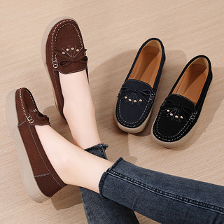 Giày Moccasin Nữ Da Thật Thoáng Khí Giày Dép Đế Mềm Thoải Mái Chống Trơn Trượt Sẵn Sàng Giao Hàng Với Giày Nữ Còn Hàng Miễn Phí Vận Chuyển