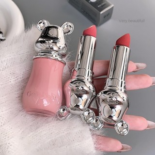 Sơn môi mờ Gege bear, Sắc tố cao và Màu môi lâu trôi, không thấm nước, dưỡng ẩm, mờ, nhung, 6 màu