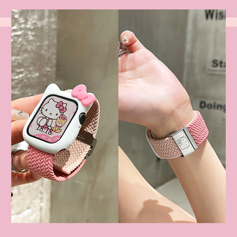 Hoạt Hình Mèo Dễ Thương Silicone S11 Dây Đeo + S11 Dành Cho Apple Watch Band Ultra 2 49MM Series 9 45mm 41mm 44mm 40mm Correa 38 42mm Vòng Tay iwatch 8 7 SE 6 5 4 3 45 mm 41mm Bao
