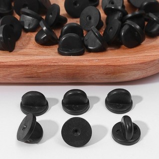 50 Chiếc Mặt Sau Pin Cao Su PVC Màu Đen - Bướm Clutch Tie Tack Ve Áo - Giữ Đồng Nhất, Thay Thế Huy Hiệu - Giá Đỡ Khóa Pin Cap - Phụ Kiện Quần Áo DIY