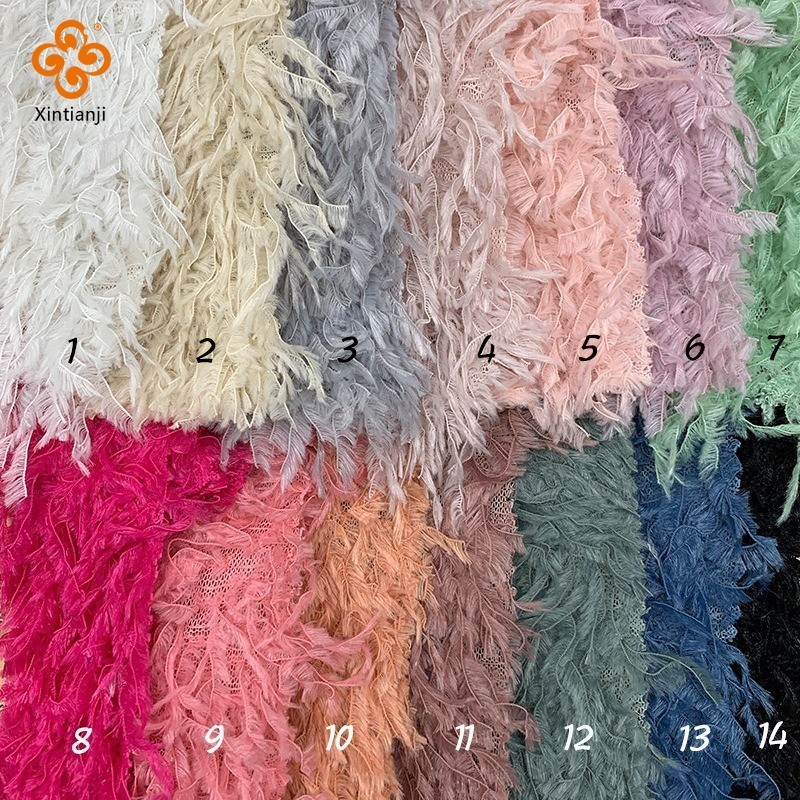 Mới Lông Vũ Tua Rua Vải Thoáng Khí DIY Nữ Đầm Sợi Tổng Hợp Sang Trọng Lưới Vải 1 Sân TJ21718