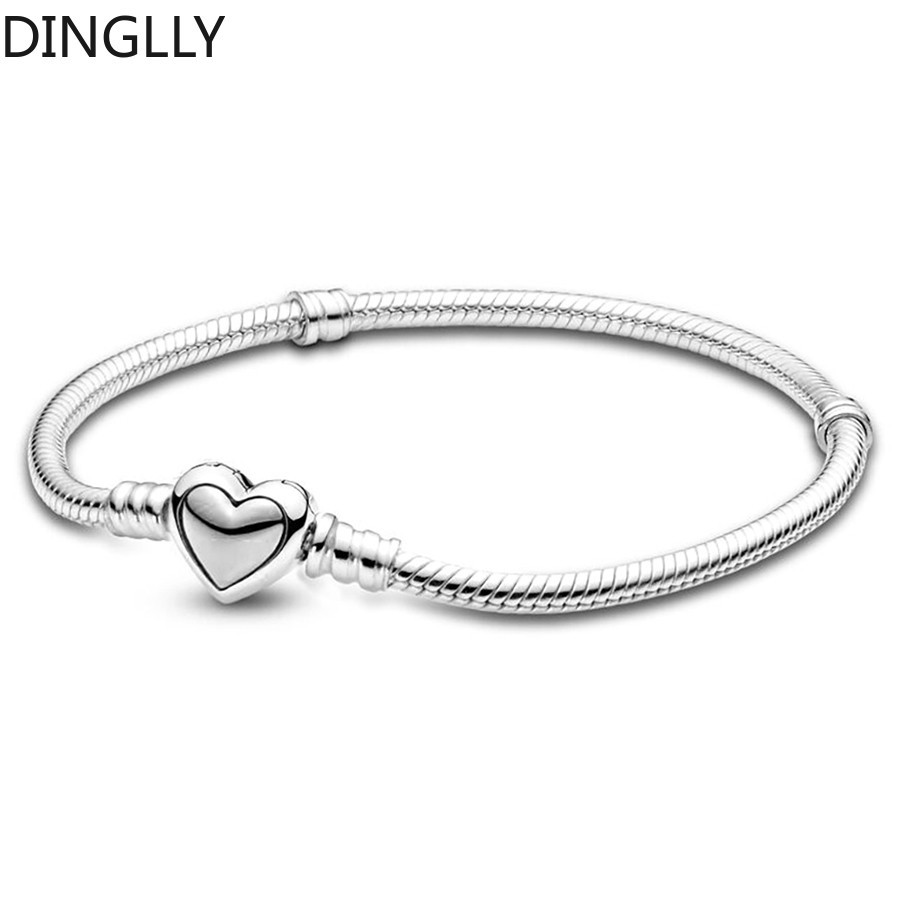 Dinglly Kẻ Sọc Zircon Hình Trái Tim Khóa Vòng Tay Cơ Bản Hình Trái Tim Khóa Vòng Tay Cơ Bản Cho Tự Làm Charm Hạt Trang Sức Vòng Tay Ban Đầu