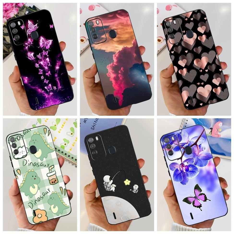 Ốp lưng ITEL Vision 1 Pro Thẩm mỹ Mèo dễ thương Bướm chống sốc TPU mềm Ốp lưng mỏng ITEL S16 Vỏ điện thoại Silicon đen