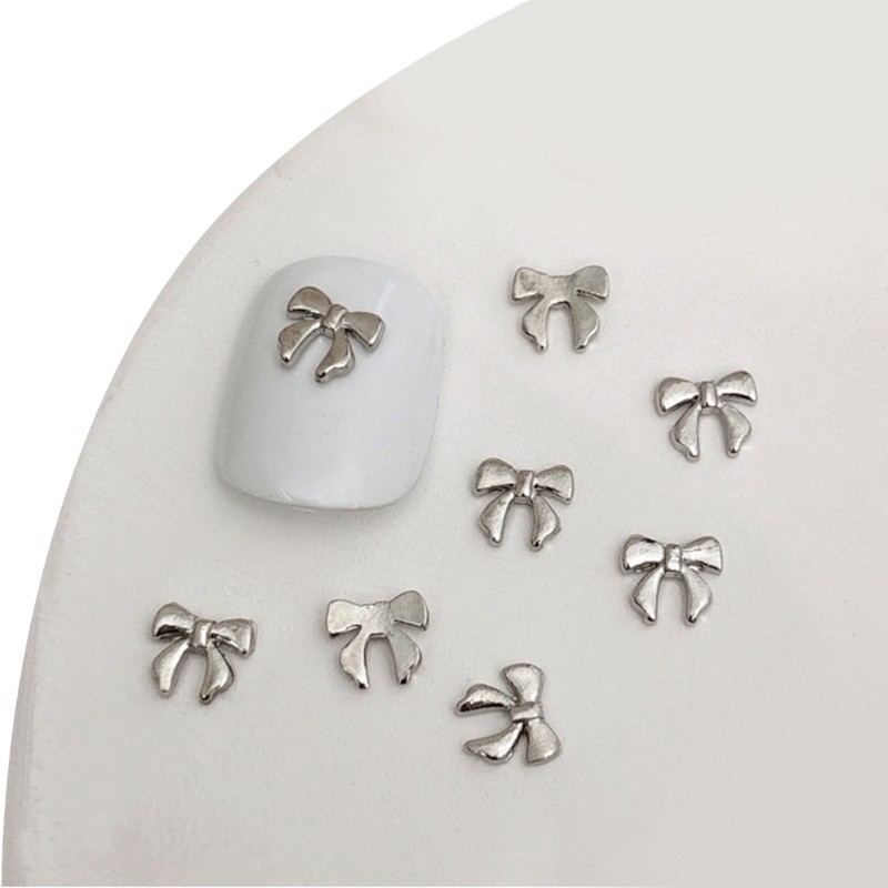 ⚝⚝Richh Thanh Lịch 20 Chiếc 3D Kim Loại Nơ Móng Tay Quyến Rũ Cho Nữ Bé Gái DIY Phụ Kiện Móng Tay