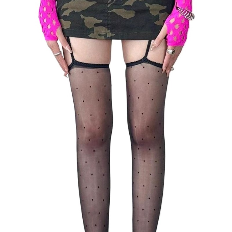 Jenniferab Đùi Garter Vớ Bóng Sheer Kiểm Soát quần cho nữ với thắt lưng suspender streetwear