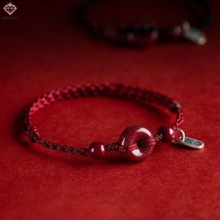 Pcwkkef Handmade May Mắn Cinnabar Dây Đỏ Ping Khóa Hạt Vòng Tay Dành Cho Nữ Vintage Phong Cách Trung Hoa Vòng Tay Trang Sức Quà Tặng Sinh Nhật Mới