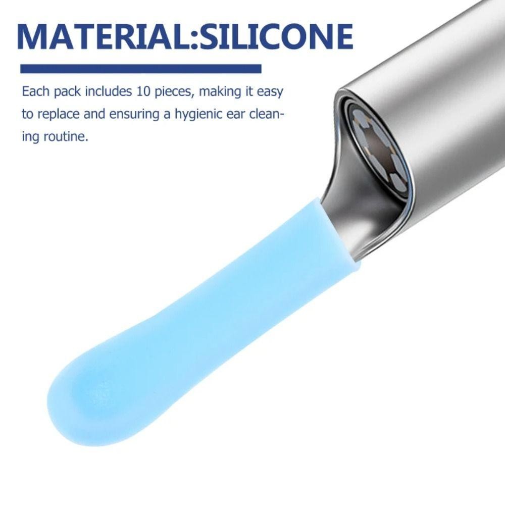 Tay áo silicon mềm màu xanh cho đầu ráy tai JIGK, chống trượt, đầu thay thế bền, dụng cụ làm sạch tai