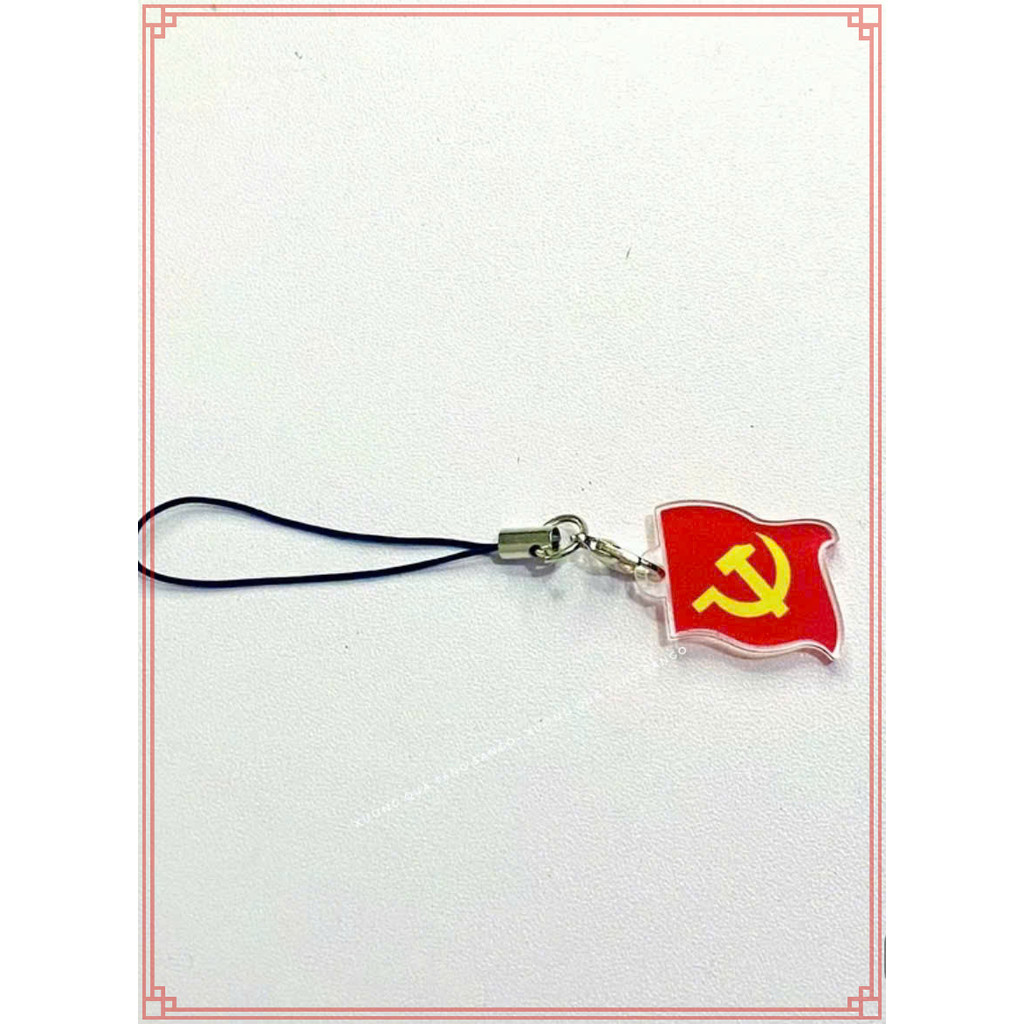(Siêu Rẻ)Dây treo 2 mặt hình cờ Đảng,cờ Việt Nam, chất liệu mica trong suốt, dùng làm kỷ niệm, treo điện thoại- Sango