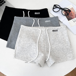 Quần short nữ mùa hè thêu chữ có eo cao thời trang