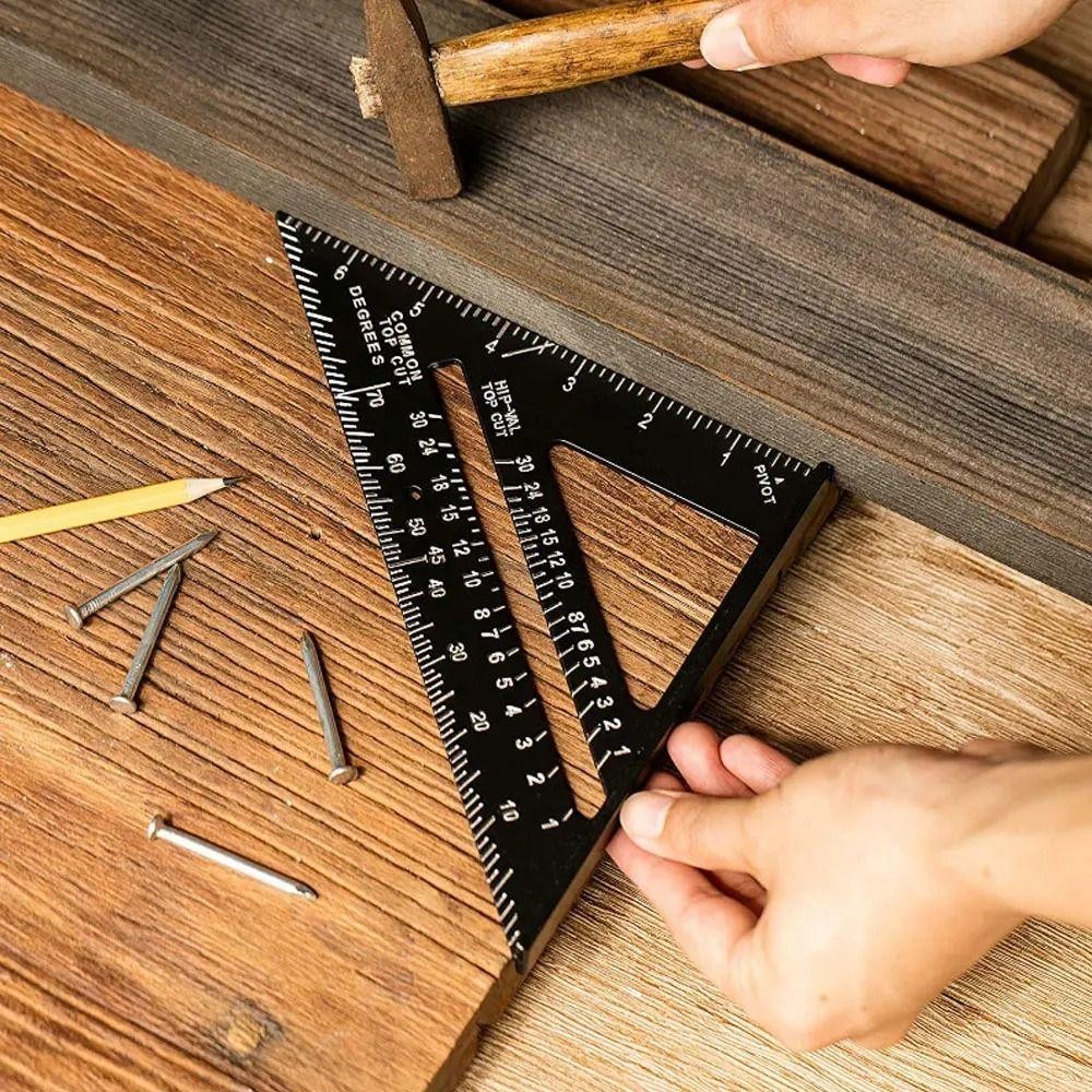 SAIA 7 inch Thước tam giác, thước góc công cụ đo chính xác, thước vuông nhôm cho mộc