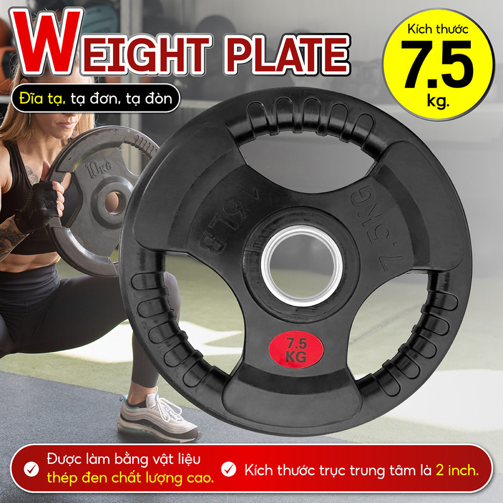 Mô tả BG - Tạ miếng cao cấp bọc cao su non Thái Lan ( 50mm) 7,5KG , Tạ tay tác động nhiều lên cơ tay - 3