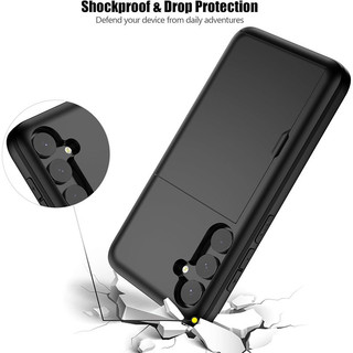 Dành Cho Samsung Galaxy A55 Ốp Lưng Ví Đựng Thẻ ID Khe Cắm Cửa Trượt Ẩn Túi Chống Trầy Xước Hai Lớp Bảo Vệ Vỏ Cứng TPU Ốp Lưng