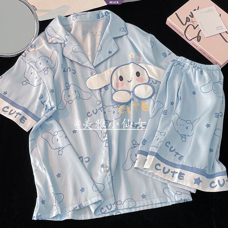 Mùa hè Mới Sanrio Cinnamoroll Bộ Đồ Ngủ Nữ Tay Ngắn Ins Phong Cách Hoạt Hình Nhật Bản Bộ Đồ Gia Đình Học Sinh Dễ Thương [BL]