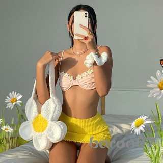 Phụ Nữ Gợi Cảm Bikini Áo Hồng Hoa Đính Họa Tiết Người Yêu Đường Cổ Quần Lót S / M / L