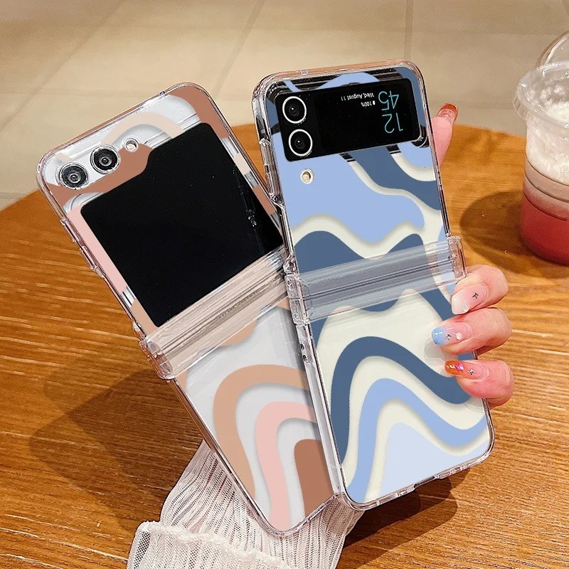 Vỏ Điện Thoại Gấp Bảo Vệ Full Cover PC Cứng Cho Samsung Galaxy Z Flip 5 Z Flip 4 3 Ốp Lưng Trong Suốt Mỏng Chống Sốc