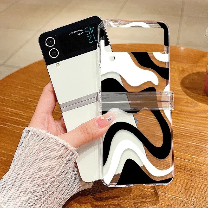 Vỏ Điện Thoại Gấp Bảo Vệ Full Cover PC Cứng Cho Samsung Galaxy Z Flip 5 Z Flip 4 3 Ốp Lưng Trong Suốt Mỏng Chống Sốc