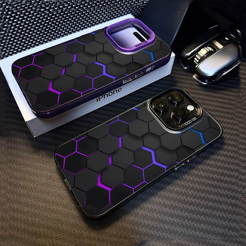 Ốp lưng cho iPhone 16 11 15 Pro Max 14 11 12 13 15 Pro Max 16e XR XS X 7 8 Plus SE2020 Khối xây dựng tổ ong thời trang Vỏ cứng mờ chống sốc