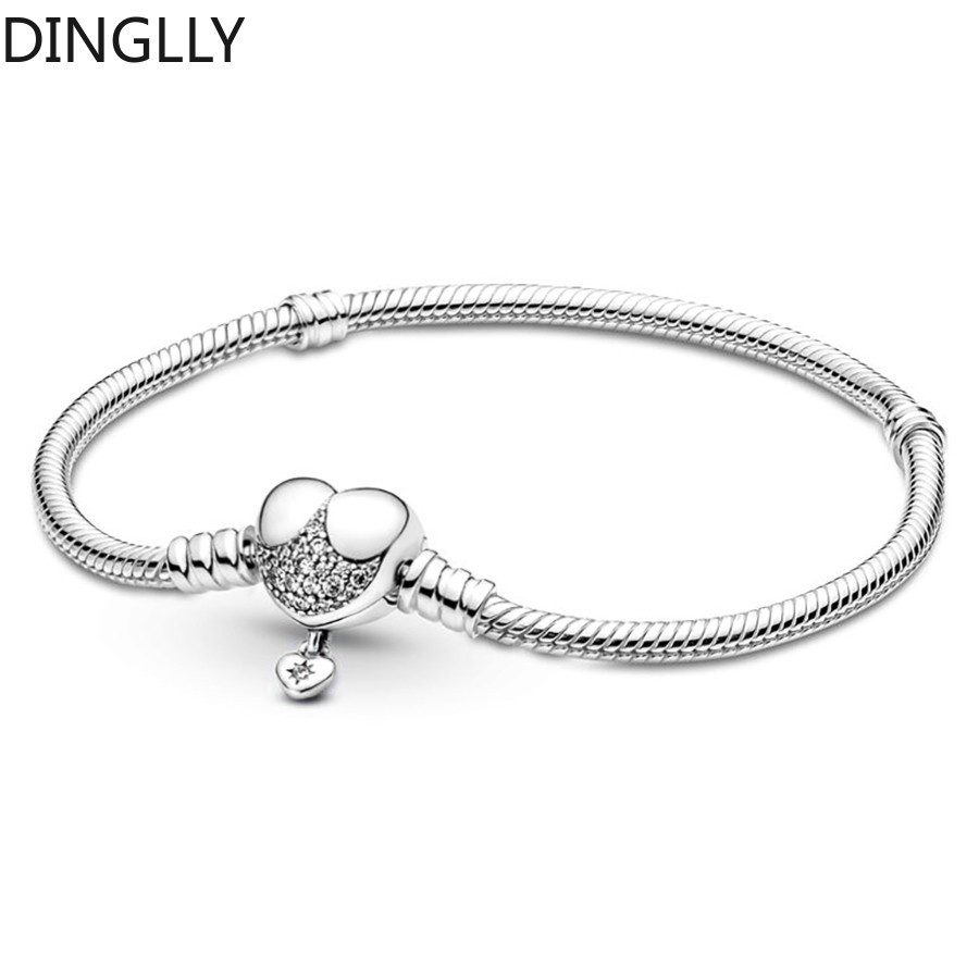 Dinglly Kẻ Sọc Zircon Hình Trái Tim Khóa Vòng Tay Cơ Bản Hình Trái Tim Khóa Vòng Tay Cơ Bản Cho Tự Làm Charm Hạt Trang Sức Vòng Tay Ban Đầu