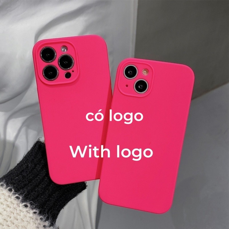 Vỏ silicon màu hồng tươi sáng cho iPhone 17 / 16 / 15 / 14 / 13 / 12 / 11 / Pro max / Plus Bảo vệ vỏ chống rơi