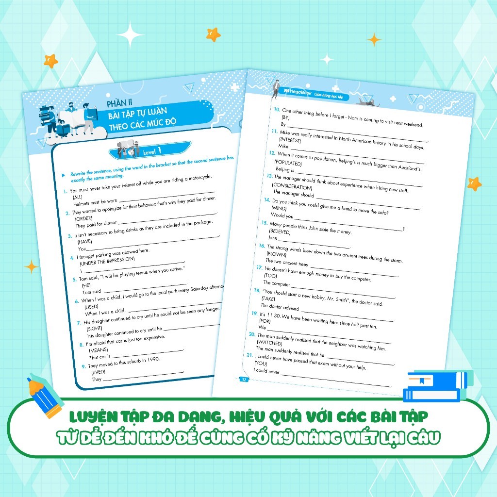 Ảnh Sách - Tự Học Đột Phá Tiếng Anh - Kỹ Năng Viết Lại Câu Tiếng Anh - Megabooks 3
