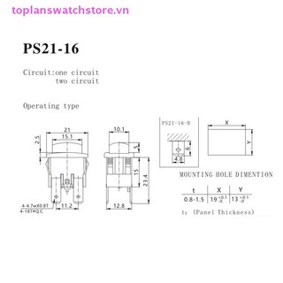 Toplanswatchstore Red 4Pins 16A Nút nhấn tự khóa Rocker PS21-16 Có đèn sưởi Cảm ứng điện cho máy hút bụi Máy hấp quần áo VN