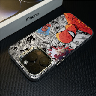Ốp điện thoại hình ảnh bộ nhớ Spider-Man retro mạ cho iPhone 16 15 14 13 12 11 Pro Max