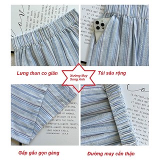[Combo 2q] Quần ống suông rộng nữ chất linen, quần kẻ sọc Ống Rộng BigSize Xưởng May Song Anh mẫu mới hottrend hè 2025
