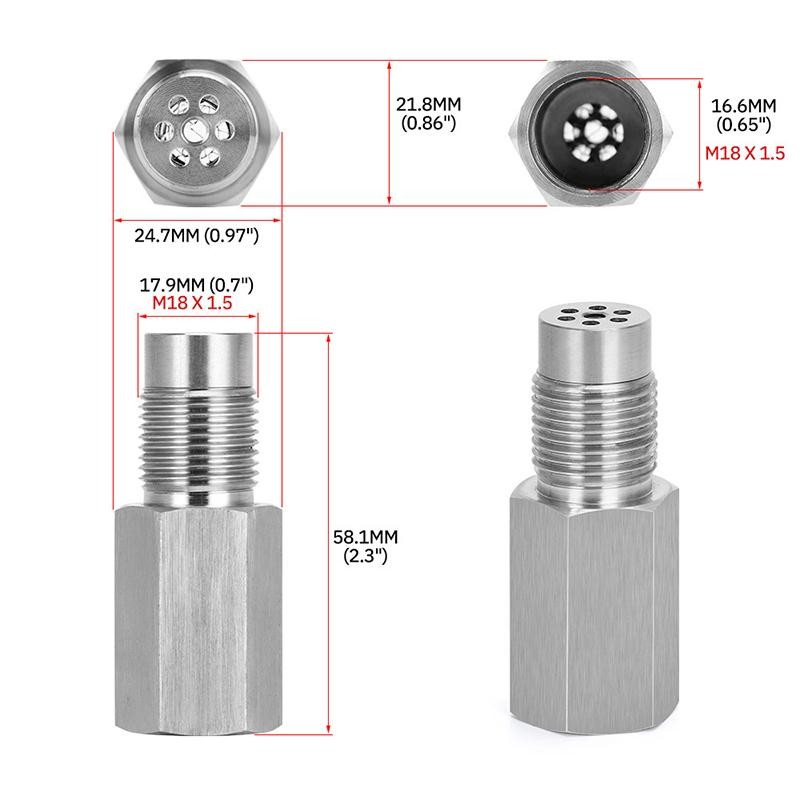 TMOY M18 * 1.5 O2 Miếng đệm cảm biến oxy CEL Eliminator, Kiểm tra đèn động cơ, Trình mô phỏng chất xúc tác, Bộ chuyển đổi bằng thép không gỉ 304 TCS