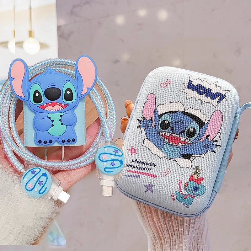Hoạt Hình Stitch Sạc Bảo Vệ Vỏ Cáp Bảo Vệ Cho IPhone Sạc Nhanh 20w / 18w Có Túi Bảo Quản