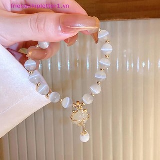 {FH Fashion} Vòng tay đính cườm Opal tinh tế dành cho nữ Mặt dây chuyền may mắn thanh lịch Vòng tay đàn hồi nhẹ nhàng Thời trang Trang sức sang trọng Quà tặng cho bé gái.