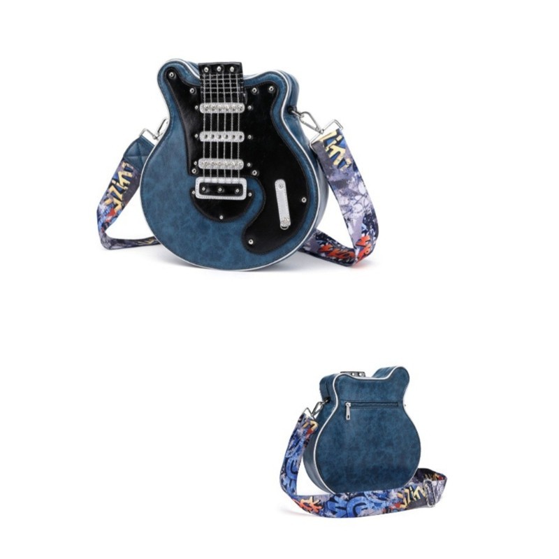 Vic Túi Đeo Vai Nhỏ Hình Đàn Guitar Sáng Tạo Túi Đeo Ngang Dây Kéo Túi PU