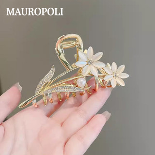 Mauropoli [Sẵn sàng] Kẹp ngọc trai hình hoa Opal tinh tế cao cấp dành cho nữ mùa hè Đầu lưng cá mập Kẹp mũ trùm đầu lớn