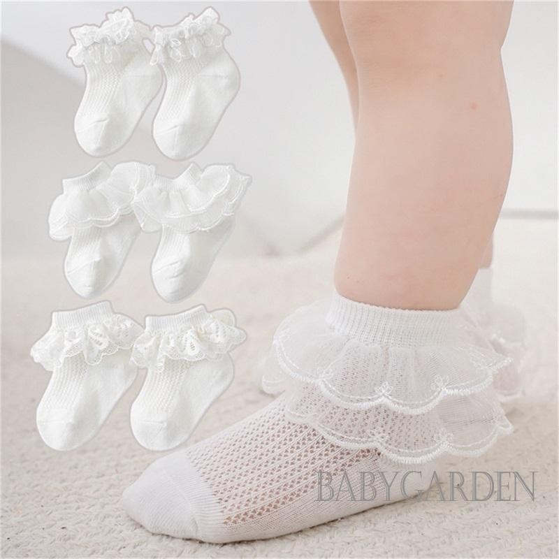 Baga-0-2 Tuổi Bé Gái Ruffle Tất Lưới Mềm Frilly Công Chúa Mỏng Mắt Cá Chân Tất Mùa Hè