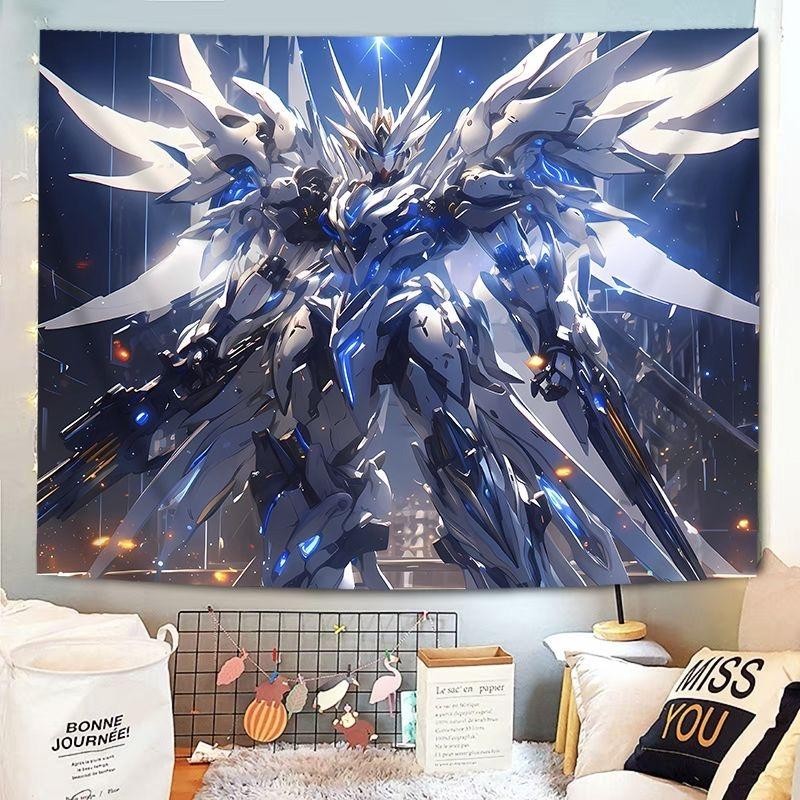 Gundam Dynasty Warriors Tấm Thảm Trang Trí Vải Treo Anime Nhật Bản Phòng Ngủ Bé Trai Trang Trí Tường Với Đèn LED Tùy Chọn Nhiều Kích Cỡ