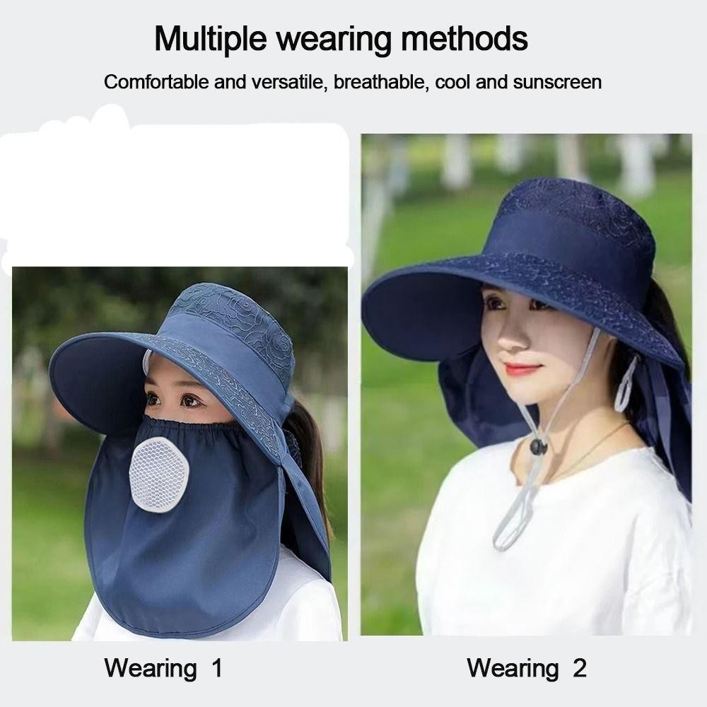 Mũ nữ JVSUB, Mũ chống nắng vành rộng chống tia cực tím, Mặt và cổ ren mùa hè Bảo vệ tai nắp chống nắng Mũ câu cá Săn bắn đi bộ đường dài