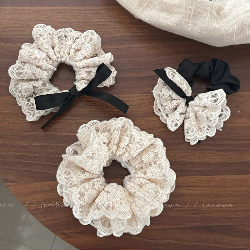 Vintage Thêu Ren Ruột Lớn Tóc Nữ Dây Buộc Tóc