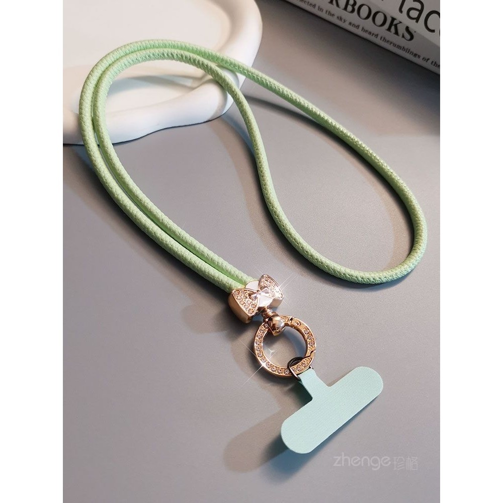 Phụ Kiện Điện Thoại Di Động Chống Sốc Dây Điện Thoại Di Động Thời Trang Dài Da Treo Cổ Dây Xích Dây Xích Phong Cách Chanel Kim Cương Giả Nơ Cô Gái Móc Khóa Ốp Lưng Điện Thoại Di Động Mạnh Mẽ Phụ Kiện Đa Năng Chống Mất