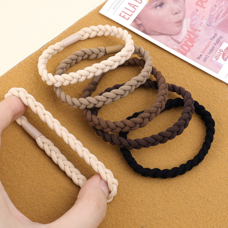 Scrunchie dệt có độ đàn hồi cao - Đơn giản, màu trơn, bền bỉ - Mũ đội đầu dây thời trang - Dây cao su bé gái - Giá đỡ đuôi ngựa - Phụ kiện tóc nữ Mũ đội đầu