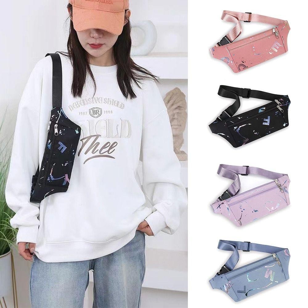 Túi đeo chéo ngực HOBBYIN, Túi thắt lưng Nylon chống mài mòn, Gói Fanny đa chức năng dung tích lớn thời trang dành cho nữ