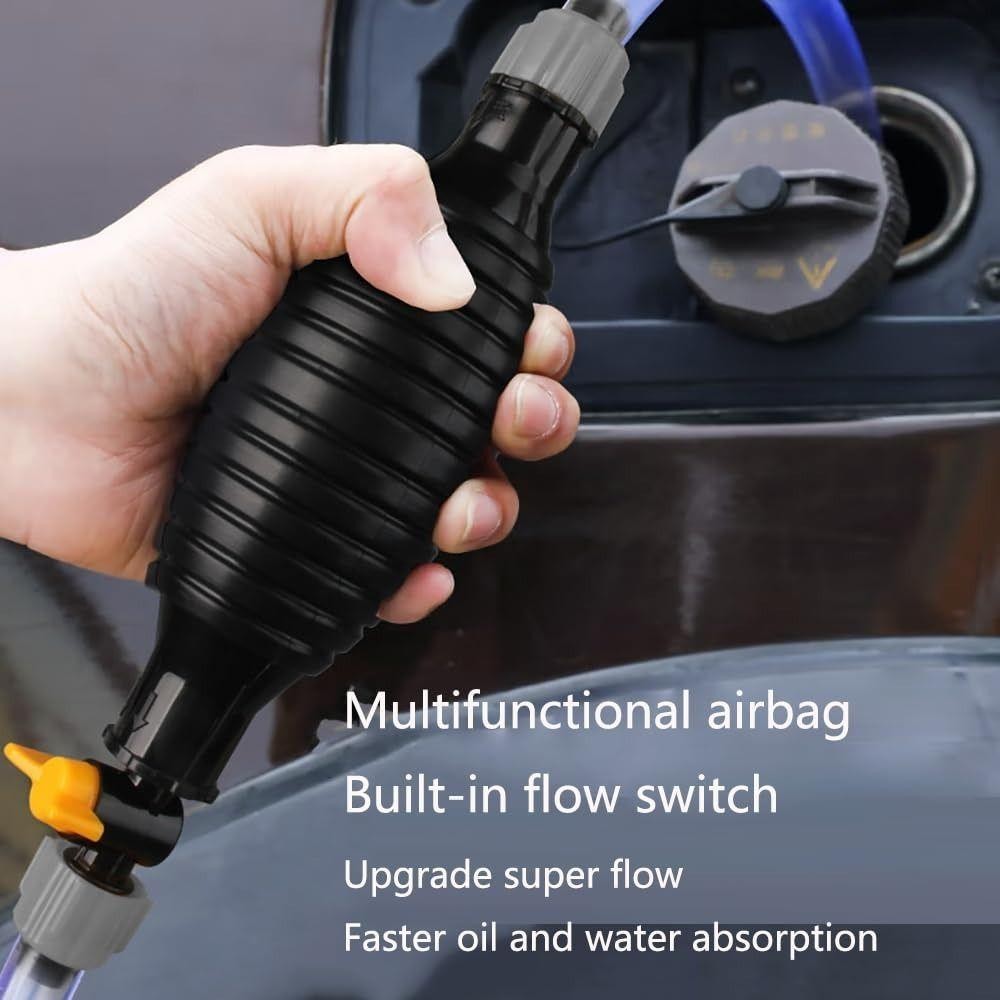 Máy bơm dầu khí cầm tay MOCOVED, Máy bơm vòi Siphon chạy xăng đa năng an toàn, Hướng dẫn sử dụng ống hút với ống bền Máy bơm nhiên liệu ô tô màu đen