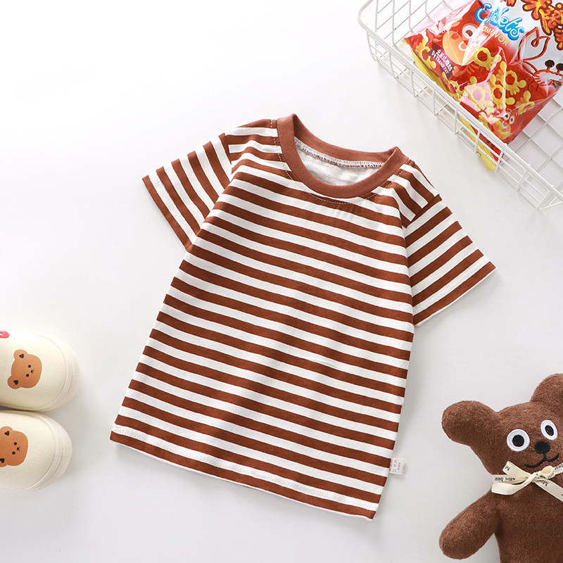 Phong Cách Mới Trẻ Em Áo Thun Tay Ngắn Cotton Nguyên Chất Bé Trai Bé Gái Mùa Hè Một Mảnh Đáy Áo XGDC