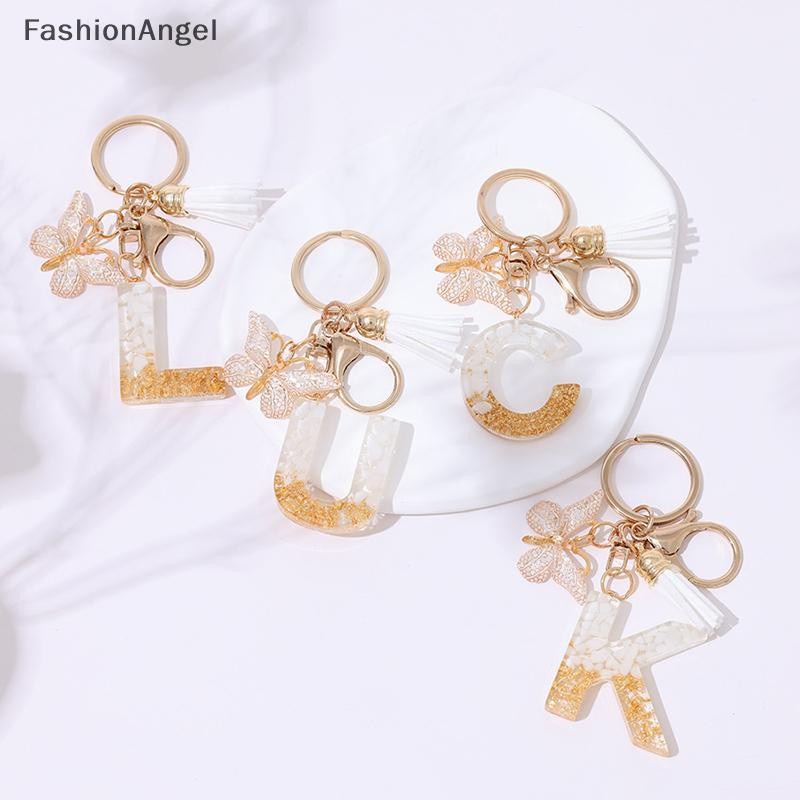 FashionAngel A To Z Chữ Móc Khóa 26 Chữ Cái Ban Đầu Bảng Chữ Cái Trắng Dây Móc Khóa Túi Thời Trang Trang Trang Trí Xe Nhăn Quà Tặng VN