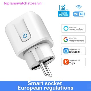 Toplanswatchstore Ổ cắm WiFi thông minh EU 16A / 20A Có chức năng hẹn giờ màn hình nguồn Tuya Điều khiển ứng dụng cuộc sống thông minh Hoạt động với Alexa Home VN