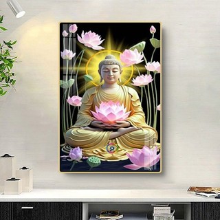 [TRANH PHẬT GIÁO] Tranh Treo Tường Phòng Thờ Phật Giáo Đức Phật Thích Ca Mâu Ni - Tranh Laminate Tráng Gương