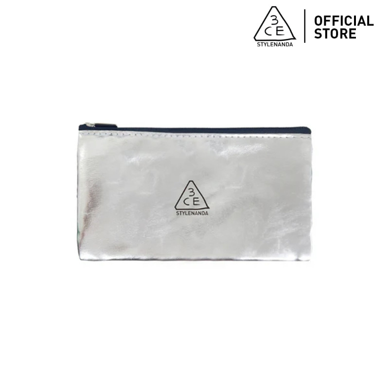 (GWP) 3CE Túi đựng mỹ phẩm Silver Makeup Pouch